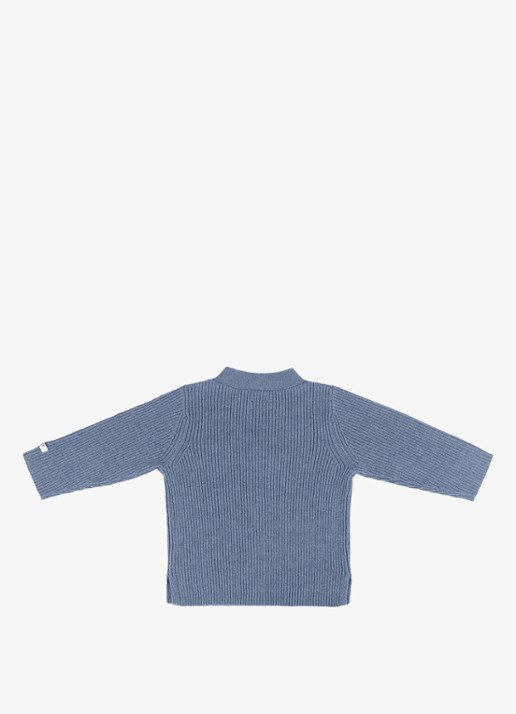 Donsje Amsterdam Fennie ribgebreid vest met borduring - achterkant 5 blauw