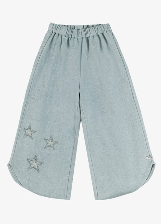 Donsje Amsterdam Hauke Stars wide fit broek van chambray