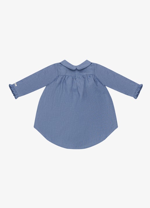 Donsje Amsterdam Hazie jurk in linnen blend - achterkant 4 royalblauw