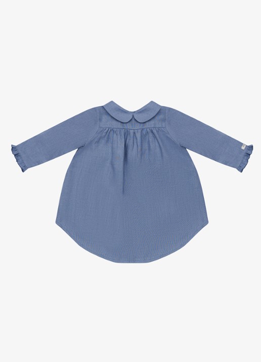 Donsje Amsterdam Hazie jurk in linnen blend - voorkant 2 royalblauw