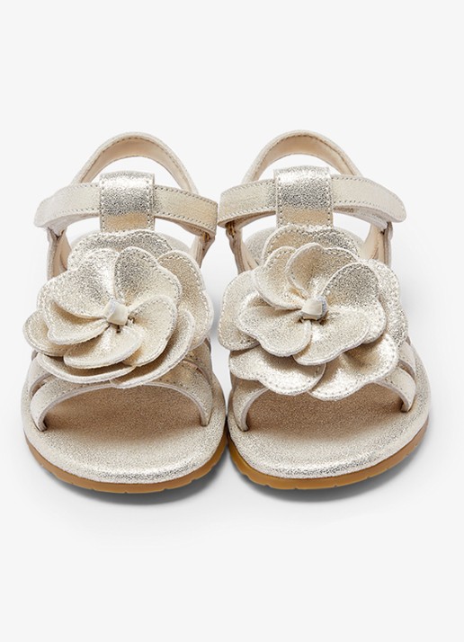 Donsje Amsterdam Iles Fields Buttercup sandaal van leer met applicatie - voorkant 2 zilver