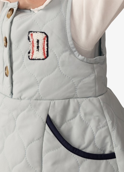 Donsje Amsterdam Ilsa jurk met quilt patroon - voorkant 4 lichtblauw