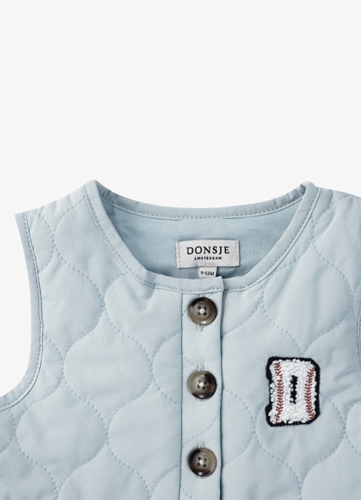 Donsje Amsterdam Ilsa jurk met quilt patroon - detail 4 lichtblauw