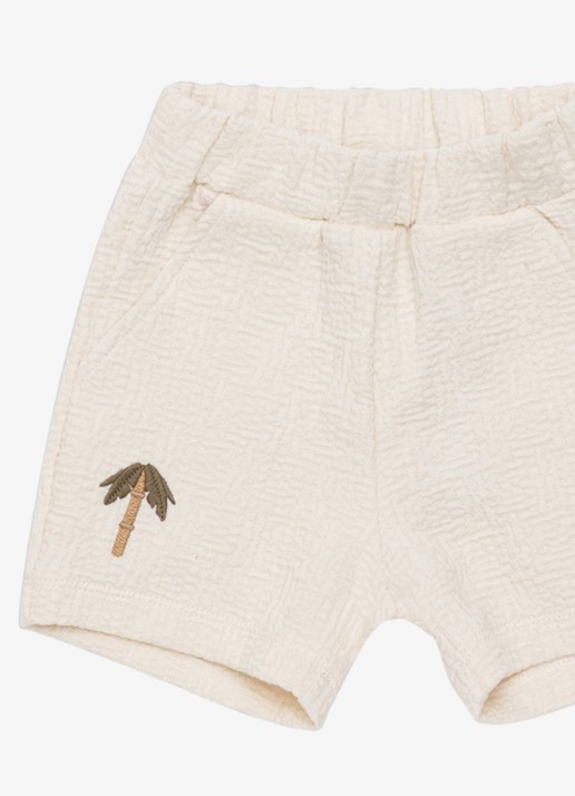 Donsje Amsterdam Ithri Palm Tree straight fit korte joggingbroek van katoen - detail 4 beige