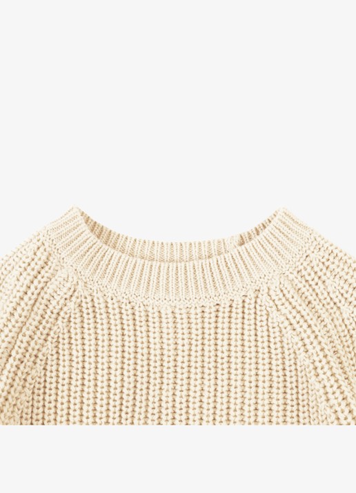 Donsje Amsterdam Jade grofgebreide trui met ronde hals - detail 5 beige