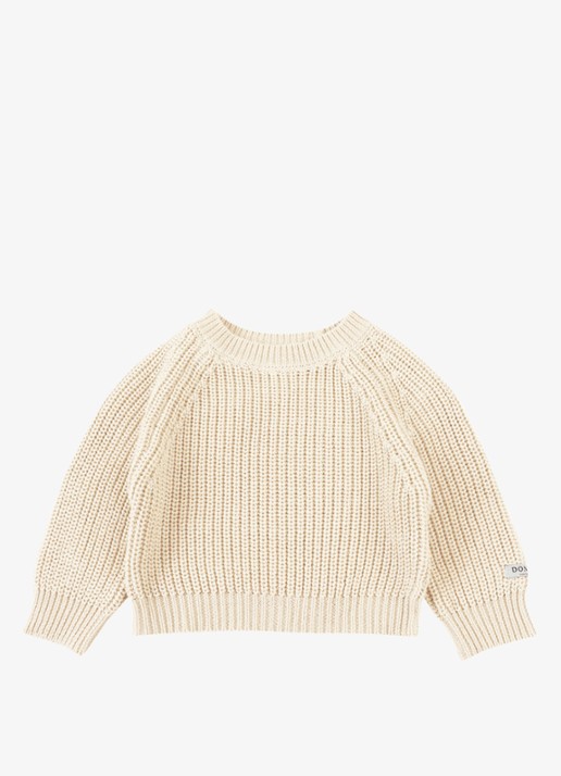 Donsje Amsterdam Jade grofgebreide trui met ronde hals - voorkant 3 beige