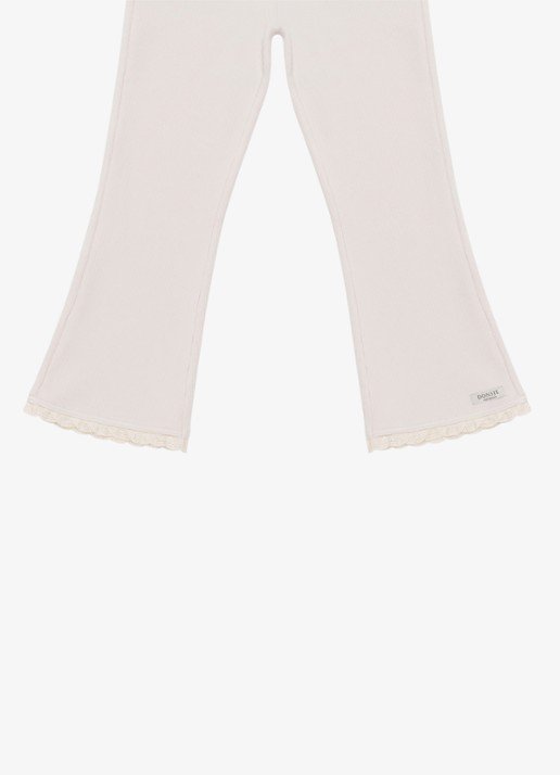 Donsje Amsterdam Jentje flared ribgebreide broek - detail oudroze