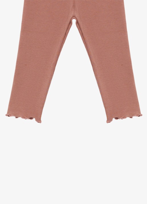 Donsje Amsterdam Joline ribgebreide legging in katoenblend - detail 2 oudroze