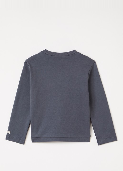Donsje Amsterdam Jorijn longsleeve met borduring - voorkant 3 donkergrijs