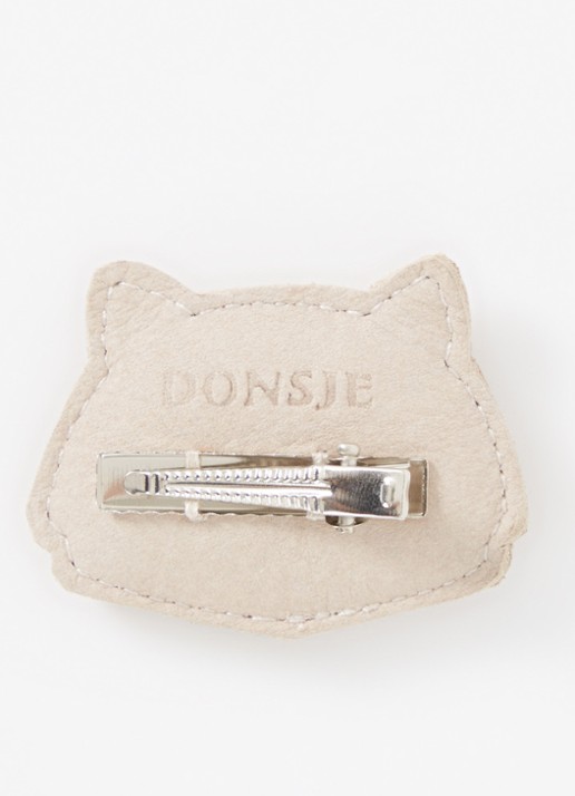 Donsje Amsterdam Josy Classic Cat haarclip van leer - achterkant 3 ivoor