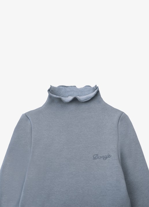 Donsje Amsterdam Jotte longsleeve met logoborduring - detail blauw