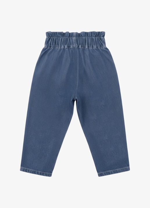 Donsje Amsterdam Juma tapered fit broek van denim - achterkant donkerblauw