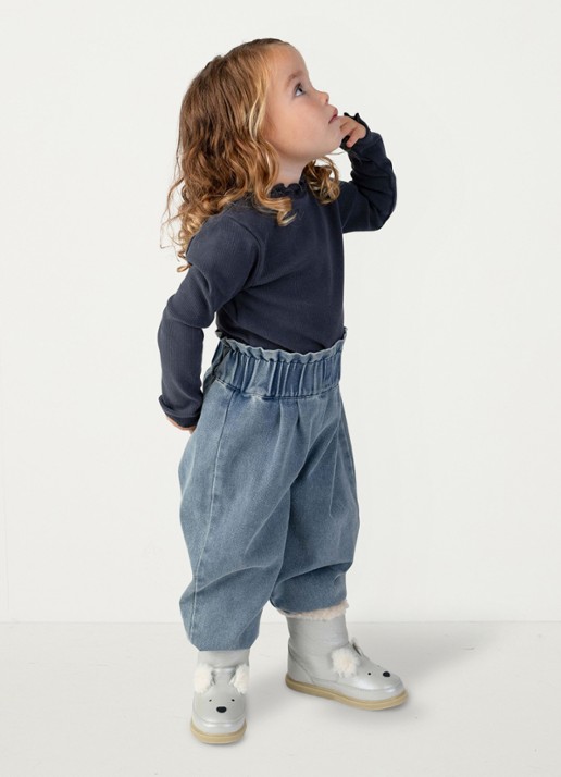 Donsje Amsterdam Juma tapered fit broek van denim - voorkant 3 donkerblauw