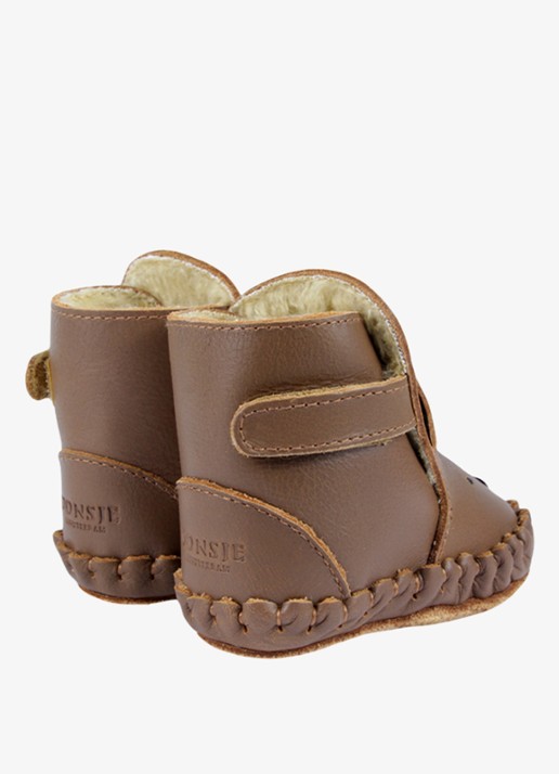 Donsje Amsterdam Kapi Classic Lining Bear babyschoentje van leer - achterkant 6 cognac