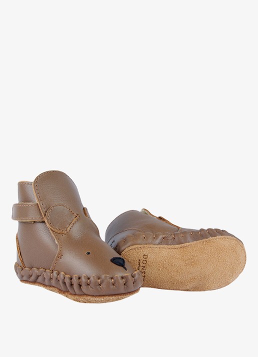 Donsje Amsterdam Kapi Classic Lining Bear babyschoentje van leer - detail 2 cognac