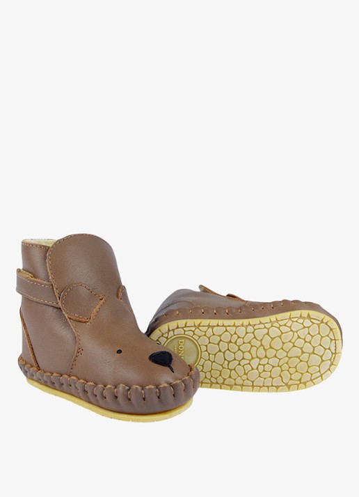Donsje Amsterdam Kapi Classic Lining Bear babyschoentje van leer - detail 3 cognac
