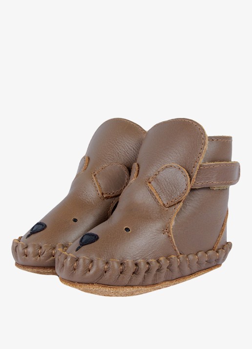Donsje Amsterdam Kapi Classic Lining Bear babyschoentje van leer - voorkant 10 cognac