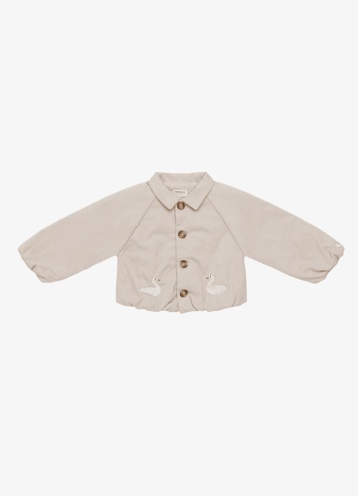 Donsje Amsterdam Kesi Swans jack met borduring - voorkant 3 taupe