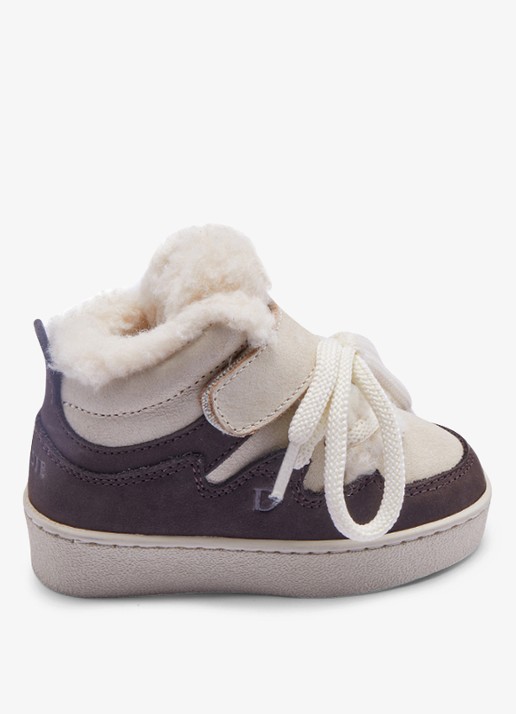 Donsje Amsterdam Kicco sneakers met bont - detail donkerbruin