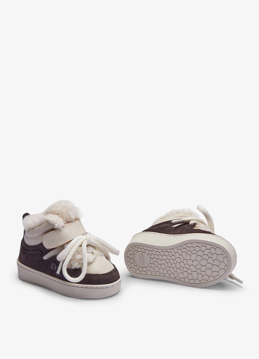 Donsje Amsterdam Kicco sneakers met bont - detail 2 donkerbruin