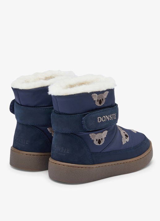 Donsje Amsterdam Kitto snowboot met borduring - achterkant 5 donkerblauw