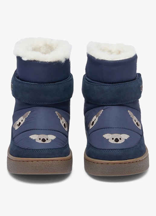 Donsje Amsterdam Kitto snowboot met borduring - detail donkerblauw