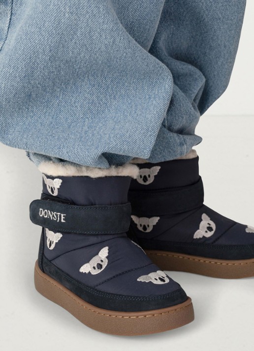 Donsje Amsterdam Kitto snowboot met borduring - voorkant 4 donkerblauw