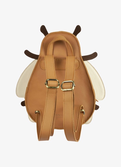 Donsje Amsterdam Loubi Bee rugzak van leer - achterkant 2 camel