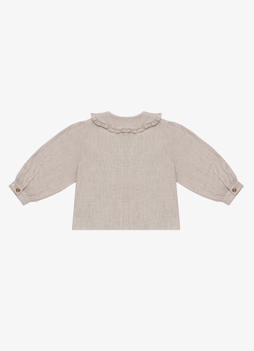 Donsje Amsterdam Luikje blouse in linnenblend - achterkant 6 taupe