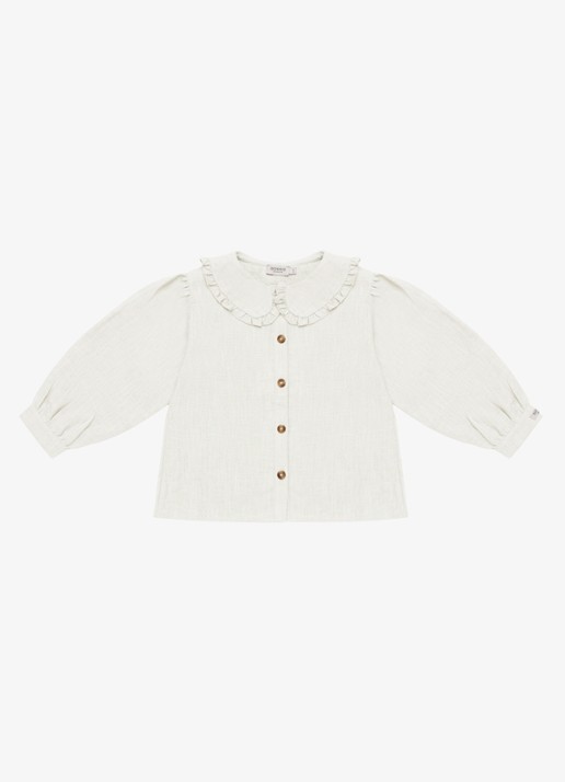 Donsje Amsterdam Luikje blouse van linnen - voorkant gebroken wit