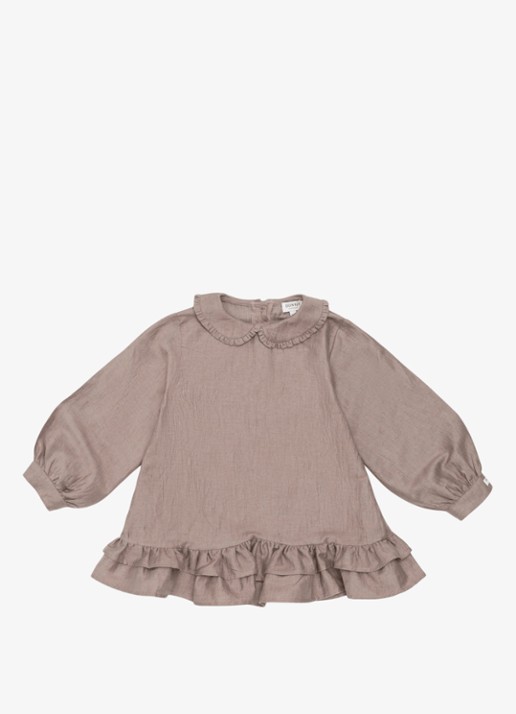 Donsje Amsterdam Luus Dress - voorkant donkerbeige