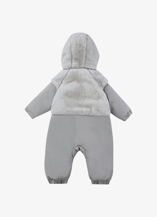 Donsje Amsterdam Maevie babypak met imitatiebont - achterkant grijs