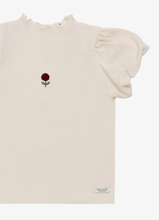 Donsje Amsterdam Marien Rose ribgebreide top in katoenblend - detail 3 ivoor