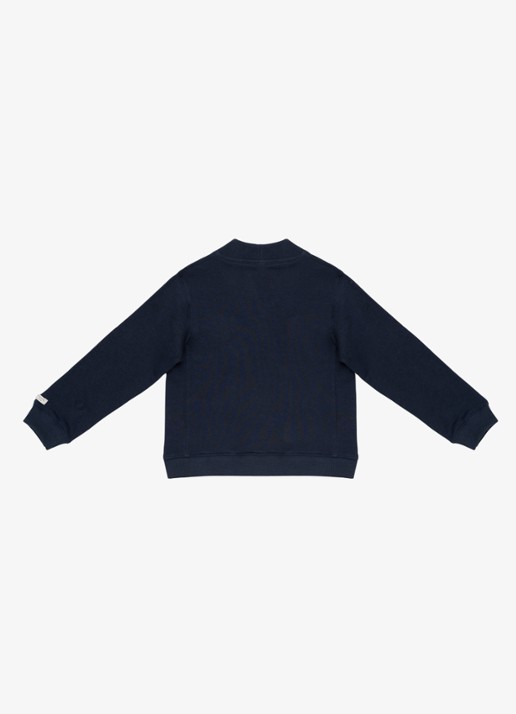 Donsje Amsterdam Maukie fijngebreide vest met klepzakken - achterkant donkerblauw