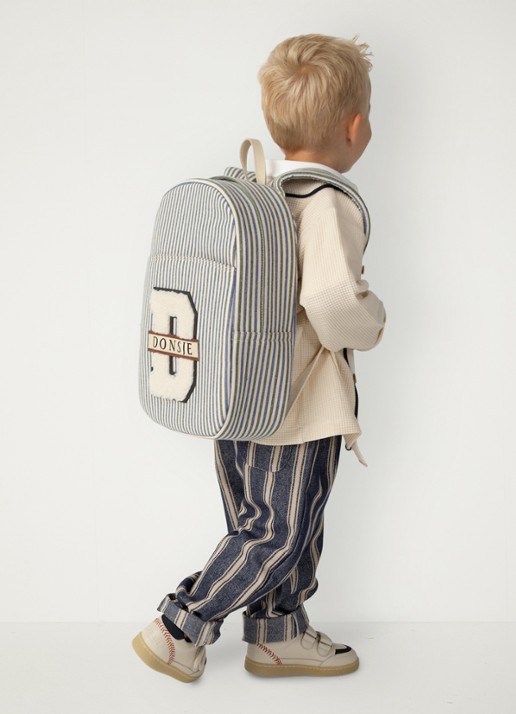 Donsje Amsterdam Menno broek met streepprint - voorkant 2 blauw