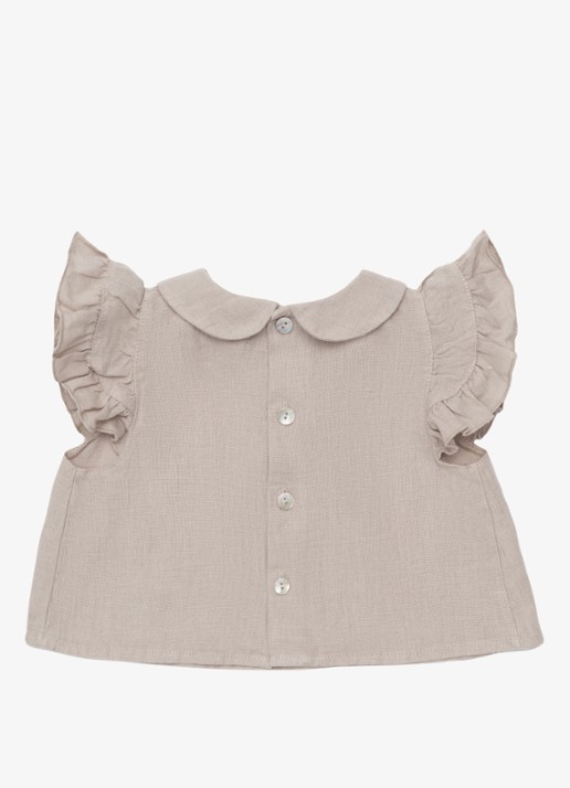 Donsje Amsterdam Mimi blouse in linnenblend - achterkant 2 taupe