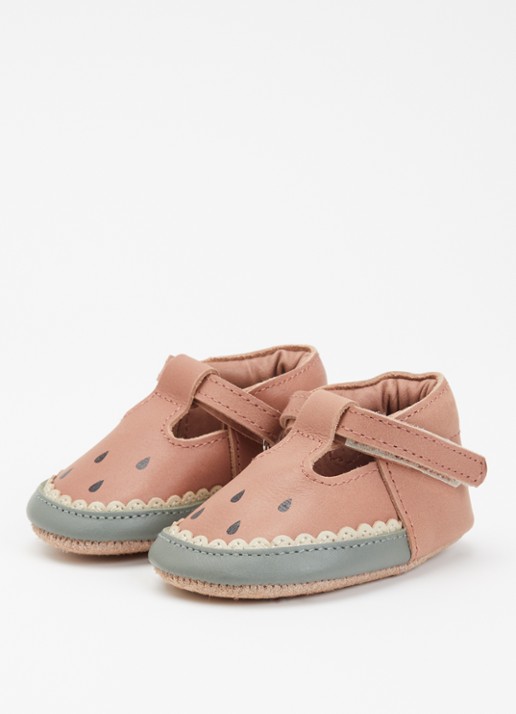 Donsje Amsterdam Nanoe Watermelon babyschoentje van leer - voorkant 3 abrikoos