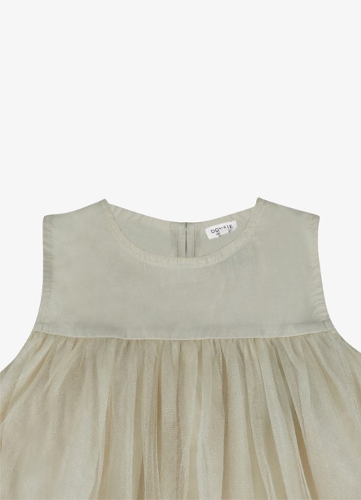 Donsje Amsterdam Negina mini jurk met tule - detail naturel