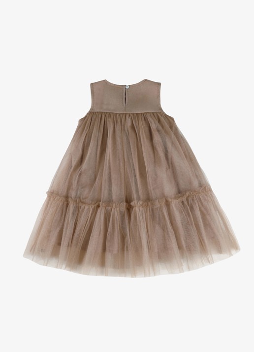 Donsje Amsterdam Negina mini jurk met tule - achterkant 6 beige