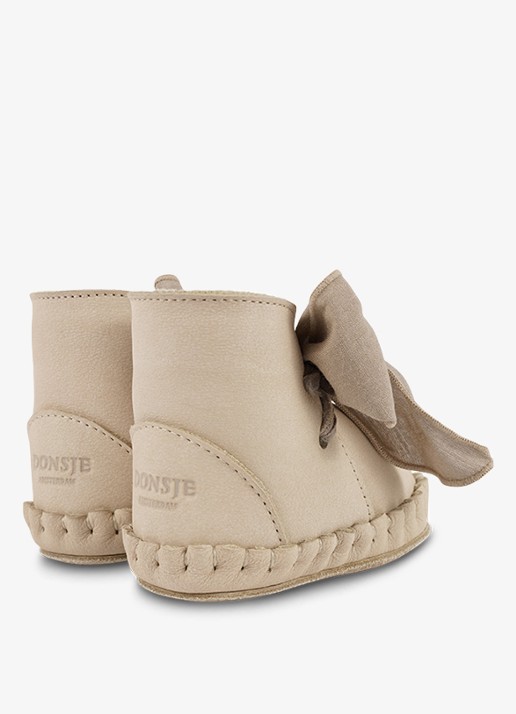 Donsje Amsterdam Pina Organza Lining babyschoentje van leer - achterkant 2 beige