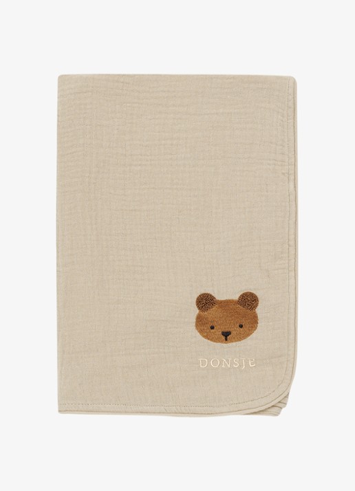 Donsje Amsterdam Ploekie Muslin deken van katoen 115 x 115 cm - achterkant 2 taupe