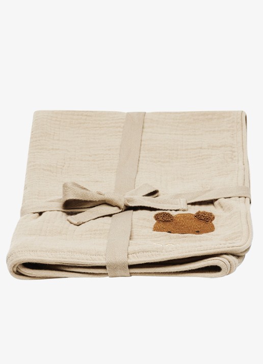 Donsje Amsterdam Ploekie Muslin deken van katoen 115 x 115 cm - voorkant 3 taupe