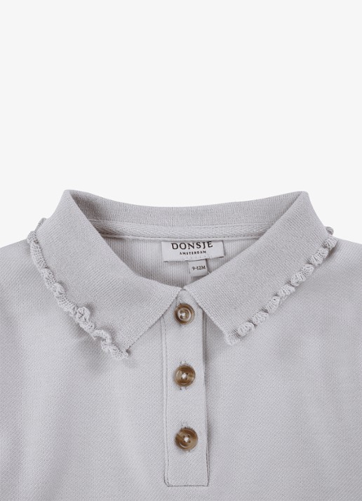 Donsje Amsterdam Pluimpje vest met kraag - detail 4 beige