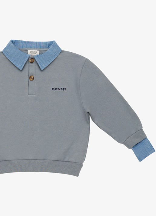 Donsje Amsterdam Priem sweater met polokraag - detail 2 lichtgrijs