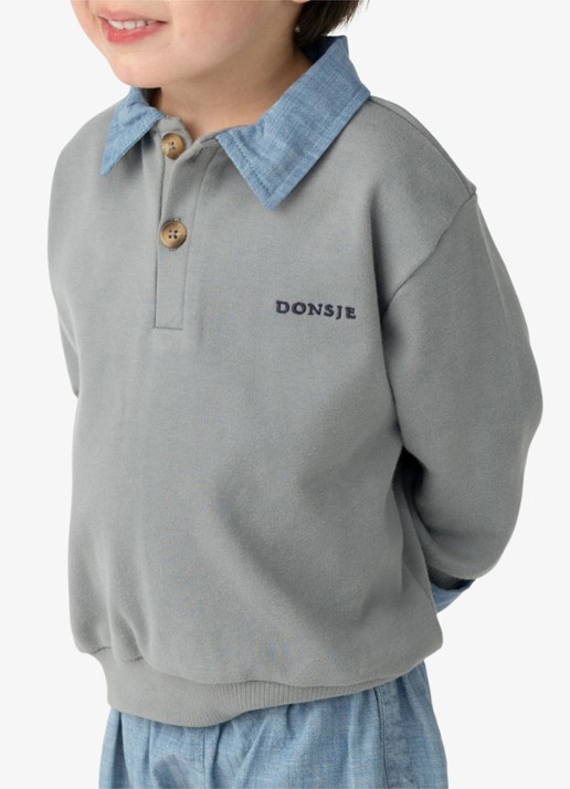 Donsje Amsterdam Priem sweater met polokraag - voorkant 4 lichtgrijs