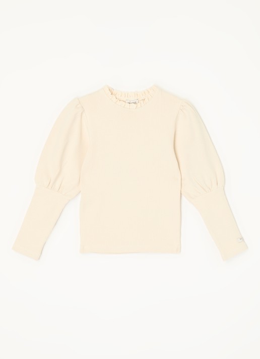 Donsje Amsterdam Raeven longsleeve van  katoen - voorkant beige