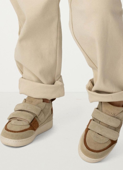 Donsje Amsterdam Rinou Bear sneaker van leer  - voorkant 5 taupe