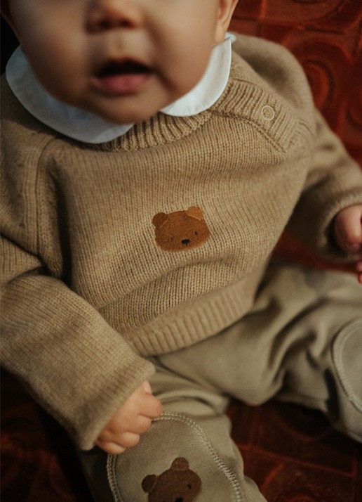 Donsje Amsterdam Sibbe fijngebreide trui van merino wol - voorkant 2 beige