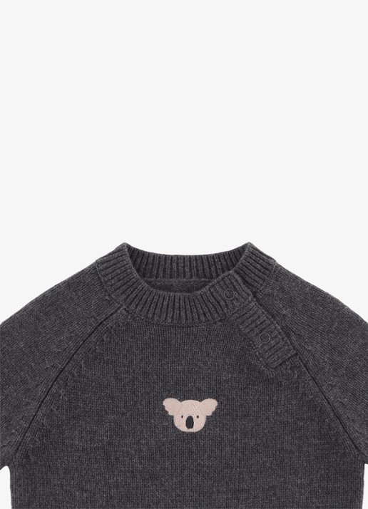 Donsje Amsterdam Sibbe Merino Wool Sweater | Koala - detail 4 grijs