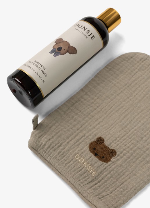 Donsje Amsterdam Sieby Washcloth | Bear - voorkant 3 taupe
